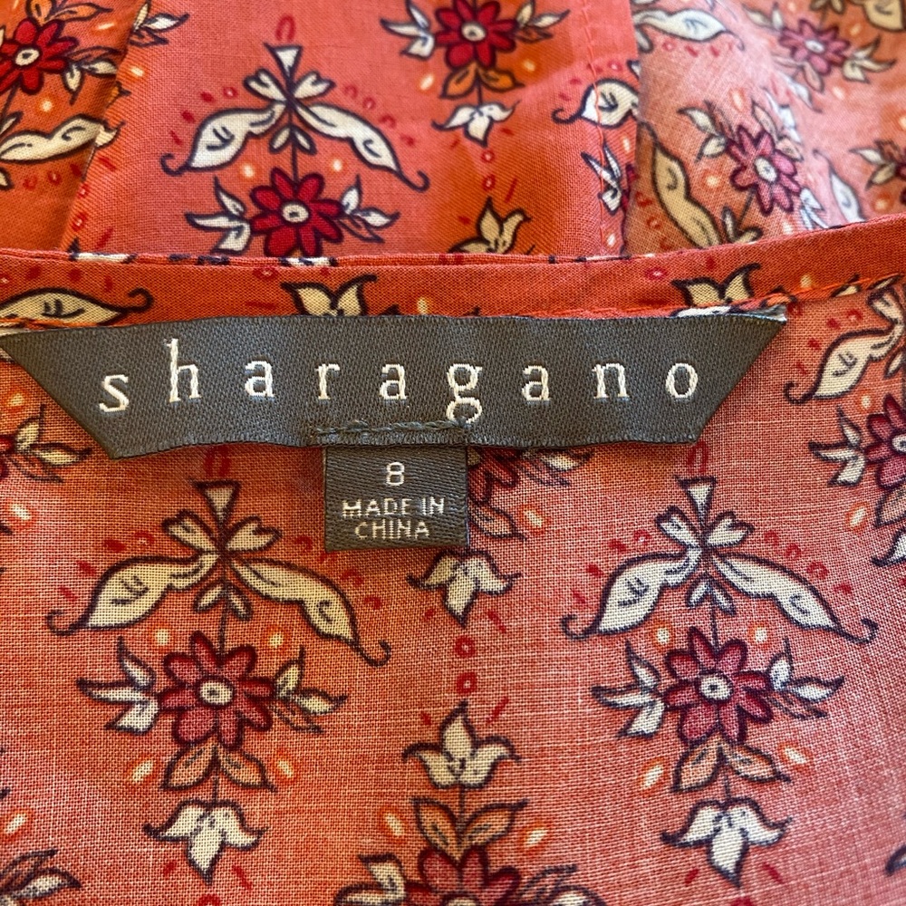 Sharagano floral button up dress size 8 - Picture 5 of 9